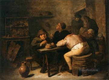 baroque Painting - interior with smokers 1632 Baroque rural life Adriaen Brouwer